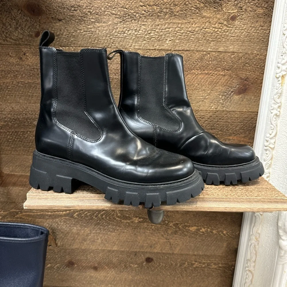 Ash Lloyd Leather Pull-On Combat Boots Size: 38 (Approx. US 7.5–8)